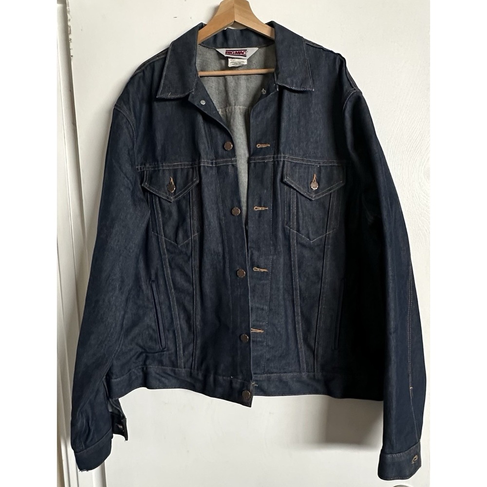 Vintage 90s Men's BIG MAC Dark Denim Trucker‎ Jean Jacket XXLT 50/52 NEW